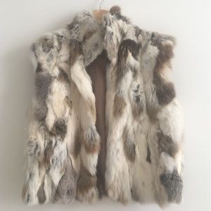 Adrienne Landau Rabbit Fur Standing Collar Vest